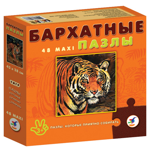 Пазл 1748 бархатный Тигр (черный бархат) Дрофа-Медиа ― Игрушки в Томске
